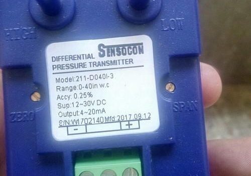 SENSOCON USA 211-D500M-2 Dofifferential Pressure Transmitter